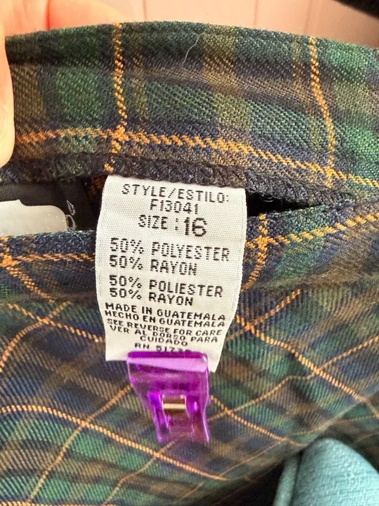 Vintage Plaid A-Line Midi Skirt in Green and Blue sz16 plz read measurements - Picture 2 of 4